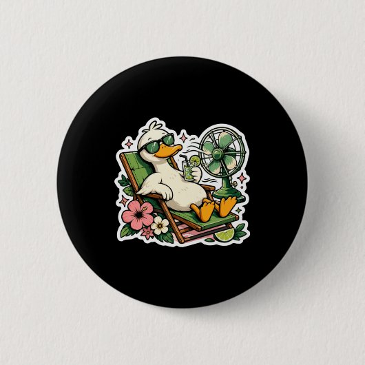 Grappige Zomer Eend Relaxerende Vakantie Modus Tro Ronde Button 5,7 Cm (Voorkant)