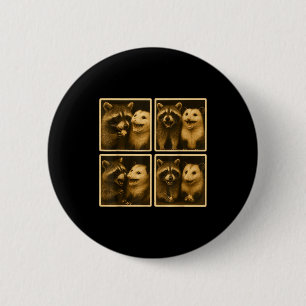 Grappige Zomer En Wasbeer Photobooth Selfie Afval Ronde Button 5,7 Cm
