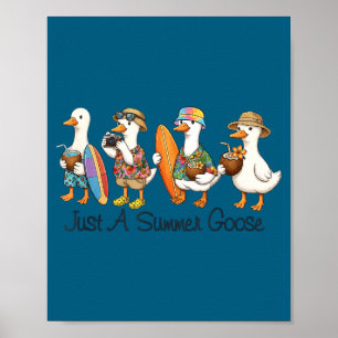 Grappige zomer gans strand eend surf vakantie scha poster
