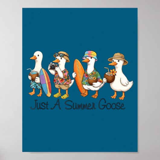 Grappige zomer gans strand eend surf vakantie scha poster (Voorkant)