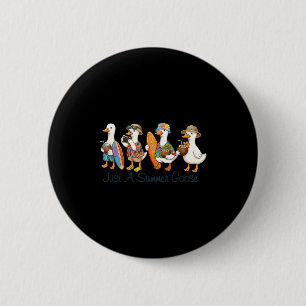 Grappige zomer gans strand eend surf vakantie scha ronde button 5,7 cm
