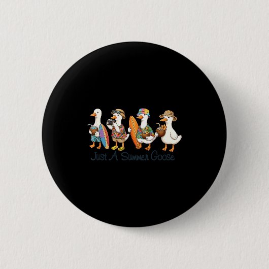 Grappige zomer gans strand eend surf vakantie scha ronde button 5,7 cm (Voorkant)