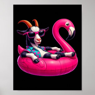 Grappige Zomer Geit Roze Zwembad Feest Hawaiaanse Poster