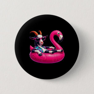 Grappige zomer geit roze zwembad feest Hawaiaanse Ronde Button 5,7 Cm