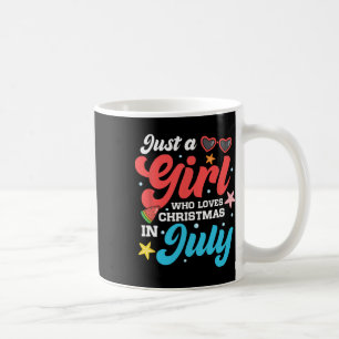Grappige zomer gewoon een meisje dat met Kerstmis Koffiemok