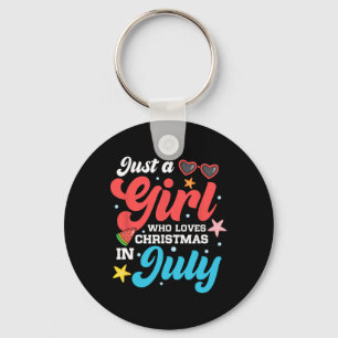 Grappige zomer gewoon een meisje dat met Kerstmis  Sleutelhanger