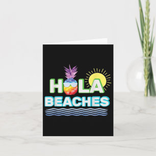 Grappige Zomer Hola Stranden Ananas T-shirt Ocean  Kaart