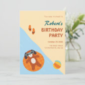 Grappige zomer hond strand verjaardag kaart (Staand voorkant)