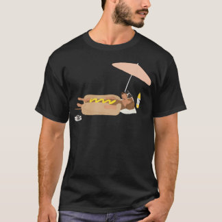 Grappige Zomer Hotdog Dachshund Strand T-shirt