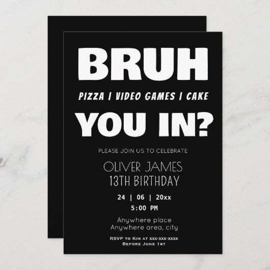 Grappige zomer jongen verjaardag uitnodiging (Voorkant / Achterkant)