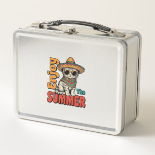 Grappige Zomer Kat Sombrero Vintage Gravure Ontwer