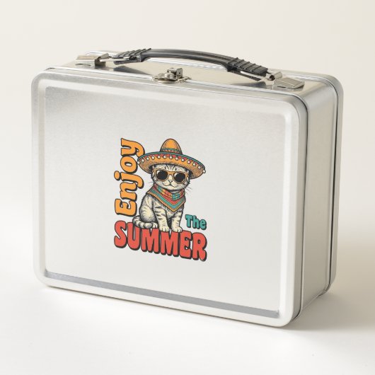 Grappige Zomer Kat Sombrero Vintage Gravure Ontwer (Voorkant)