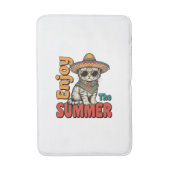 Grappige Zomer Kat Sombrero Vintage Gravure Ontwer Badmat (Voorkant Verticaal)