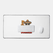 Grappige Zomer Kat Sombrero Vintage Gravure Ontwer Bureaumat (Keyboard & Muis)