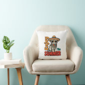 Grappige Zomer Kat Sombrero Vintage Gravure Ontwer Kussen (Stoel)