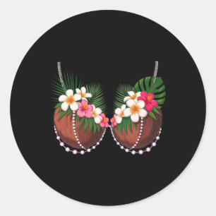 Grappige zomer kokosnoot beha Halloween kostuum Ha Ronde Sticker