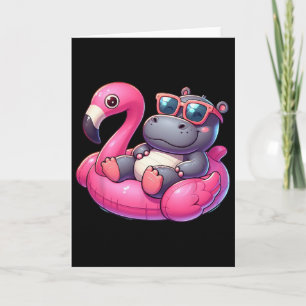 Grappige Zomer Nijlpaard Roze Zwembad Feestje Hawa Kaart