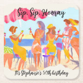 Grappige zomer strand cocktail vrouwen 50ste verja kartonnen onderzetters (Voorkant)