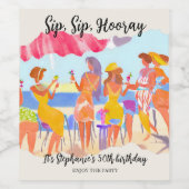 Grappige zomer strand cocktail vrouwen 50ste verja wijn etiket (Enkel label)