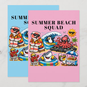 Grappige zomer strandfeest dieren - DJ Octopus & S Kaart