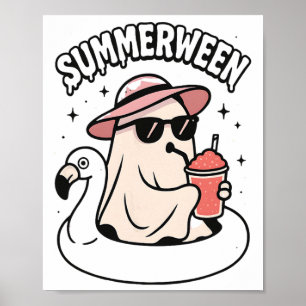 Grappige Zomer tussen Ghost Pink Drijvend in Flami Poster