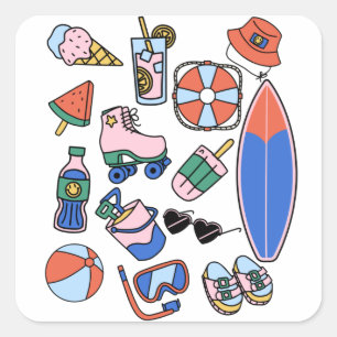 grappige zomer vakantie strand liefhebbers vierkante sticker