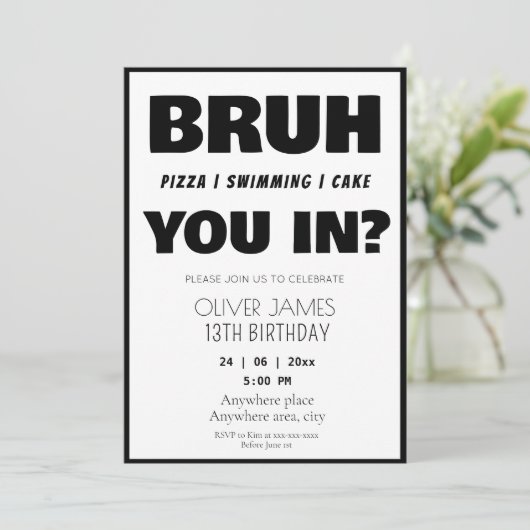 Grappige zomer verjaardag uitnodiging (Staand voorkant)