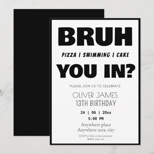 Grappige zomer verjaardag uitnodiging (Voorkant / Achterkant)