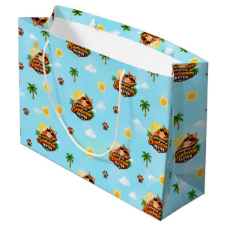 Grappige zomercatgiftzak met tropisch patroon groot cadeauzakje