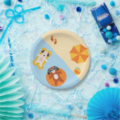 Grappige zomerhonden op het strand papieren bordje (Feest)