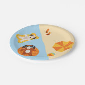 Grappige zomerhonden op het strand papieren bordje (Gekanteld)