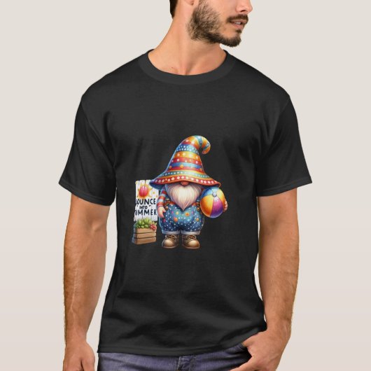 Grappige zomerkabouter vader met strandbal voor de t-shirt (Voorkant)