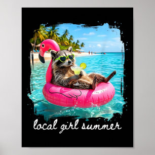 Grappige zomerse stemming wasbeer vrouwen meisjes poster