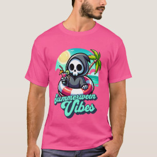 Grappige zomerse vibes grim Reaper zomervakantie T-shirt