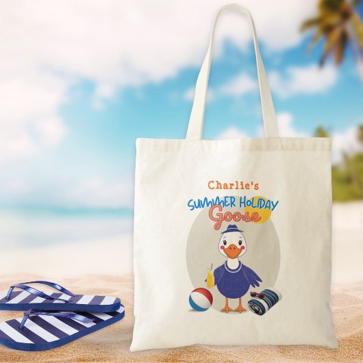 Grappige zomervakantie domme gans retro ontwerp tote bag