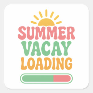 Grappige zomervakantie laden retro vakantie vierkante sticker