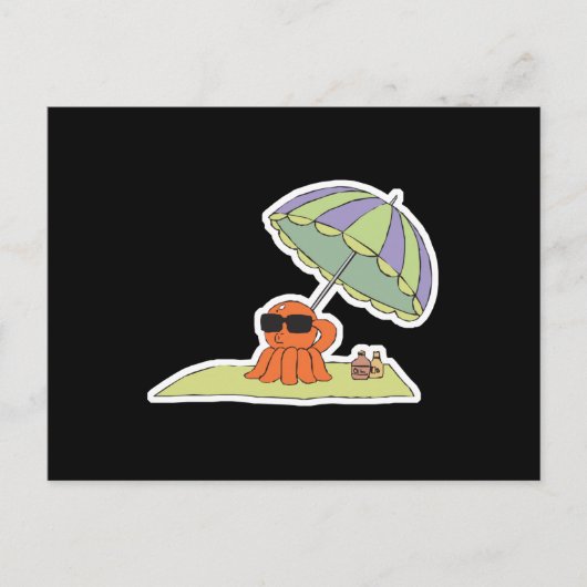 grappige zon zonnebank strand octopus briefkaart (Voorkant)