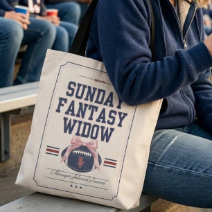 Grappige zondag fantasy weduwe voetbal seizoen  tote bag