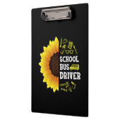 Grappige zonnebloem school bus chauffeur terug naa klembord (Links)