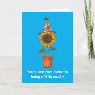 Grappige Zonnebloem Verjaardag Zaad-achtige Humor Kaart
