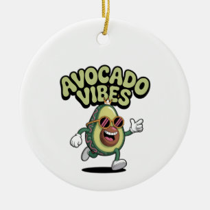 Grappige Zonnebril Avocado Keramisch Ornament