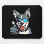 Grappige zonnebril hond met duimen omhoog muismat (Voorkant)