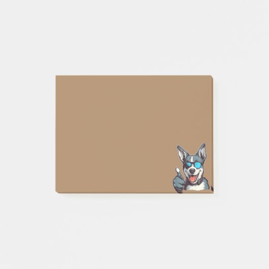 Grappige zonnebril hond met duimen omhoog post-it® notes (Voorkant)