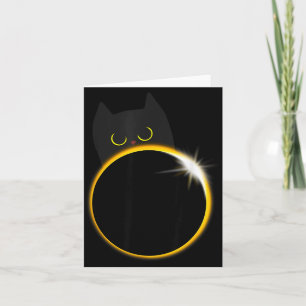 Grappige Zonsverduistering Zwarte Kat Liefhebber Kaart
