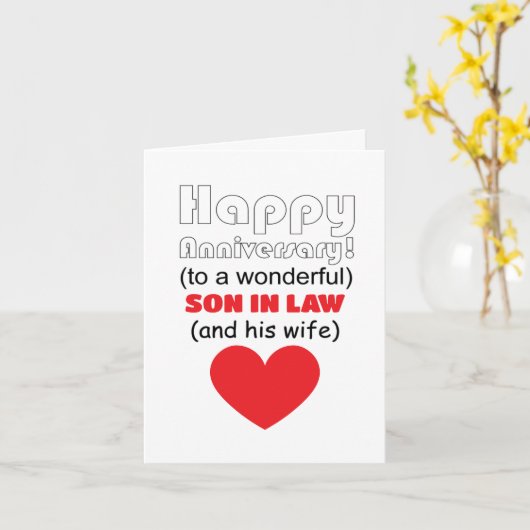 Grappige zoon in de wet en dochter trouwdag kaart (Gele Bloem)