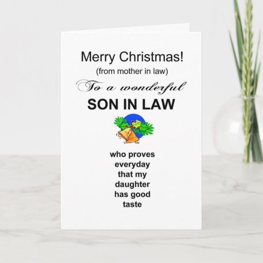 Grappige zoon in de wet Kerstmis Kaart (Voorkant)