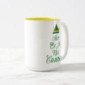 Grappige zoon van een notenkraker kerstkoffie tweekleurige koffiemok (Voorkant rechts)