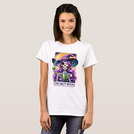 Grappige zoute heks tarot t-shirt (Voorkant volledig)