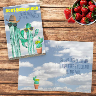 Grappige Zuidwestelijke Aquarel Cactus Naam Sjablo Feestdagen Kaart