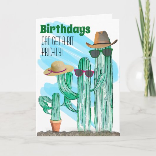Grappige Zuidwestelijke Aquarel Cactus Sjabloon (Voorkant)
